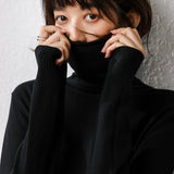Wool Blended 2026 Autumn And Winter Women's New Korean Version Of Slimming High-Necked Solid Color Pile Knitted Bottom Shirt