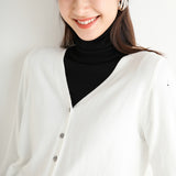 Wool Blended 2026 Autumn And Winter Women's New Knitted Cardigan V-Neck Solid-Colored Sweater Bottom Coat