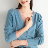 Wool Blended 2026 Autumn And Winter Women's New Knitted Cardigan V-Neck Solid-Colored Sweater Bottom Coat