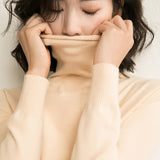 Wool Blended 2026 Autumn And Winter Women's New Korean Version Of Slimming High-Necked Solid Color Pile Knitted Bottom Shirt