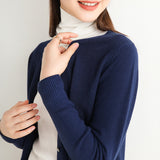 Wool Blended 2026 Autumn And Winter Women's New Knitted Cardigan V-Neck Solid-Colored Sweater Bottom Coat