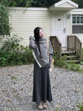 Two-Piece / Suit Korean Retro Small Man With Irregular Cloak Knitted Sweater + Fishtail Half-Body Dress