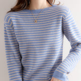 Wool Blending 2026 Autumn And Winter New Women's Loose Striped Round Collar Short Inside A Sweater Bottom Knitted Shirt