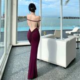 French Temperament Famous Wind Hanging Neck Folded Ass Dress Female Sense Repair-Bhumibreed Dress Dress