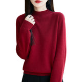 Line Ready-Upled Wool Blending 2026 Autumn And Winter New Women's Short Dress Half High-Neck Solid Color Bottom Top Knitting Shirt
