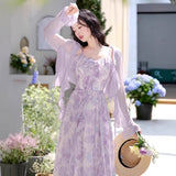 2026 New Lotus Leaf Side Purple Raging Dress Dress Women Unique Beauty Podle Dress Set