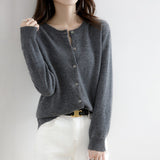 Wool Blended 2026 Autumn And Winter Women's New Pure Color Buckle Loose Collar Short Knitted Sweater Outside