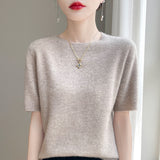 Wool Blended 2026 Autumn And Winter New Women's First-Line Ready-Upled Collar Collar Short-Sleeved Knitted T-Shirt