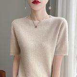 Wool Blended 2026 Autumn And Winter New Women's First-Line Ready-Upled Collar Collar Short-Sleeved Knitted T-Shirt