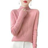 Wool Blended 2026 Autumn And Winter New Women's First-Line Ready-Up Seamless Half-High-Neck Short-Dressed Knitted Bottom Shirt