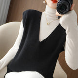 Wool Blending 2026 Autumn And Winter New Women's Loose V-Neck Short Solid Color Jacket Knitted Shoulder Vest