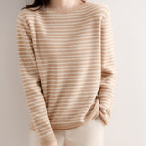 Wool Blending 2026 Autumn And Winter New Women's Loose Striped Round Collar Short Inside A Sweater Bottom Knitted Shirt