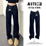 High-Waisted Narrow Version Of Broad-Legged Jeans Women 2025 Trend New Autumn And Winter Tanning Blue Pear Shape Straight Trousers
