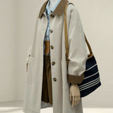 High-End Windwear Coat Women 2026 Early Spring And Autumn New Large-Looking Small Hanzi Hit Color Coat Long
