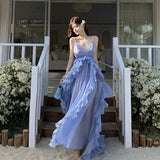 Yunnan Seaside Holiday Style Dress Women Summer Seaside Temperament Hanging Back Yellow Dopamine Dress