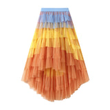 Irregular Cake Skirt High-Rise Mesh Skirt Unkempt Dress 2025 New Ladies Dress Fairy Skirt 1379