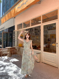 2026 Summer New Lotus Leaf Side Small Flying Sleeve Pink Broken Flower Dress Female French Seaside Holiday Dress