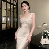 French-Style Fascence-Style Sling Dress Female Waist Fishtail High-End Banquet Engagement Temperament Dress Dress