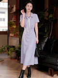 Mother-Mother Education Interview Dress Women's Summer 2025 New Wear Suit Collar Shirt Dress Small Commuting