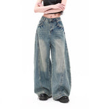 Vintage Cracked Buttered Jeans Women's Fall 2025 New Loose Tsing Broad Leg Slegage Pants