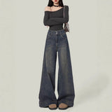 Twist Women's Fat Mm Retro Old Wide-Legged Jeans Women High-Rise Loose Thin-Hanging Trousers Tide