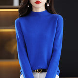 Skin Feeling 100% Wool Line Ready-To-Wear Seamless Autumn And Winter New Short Women Half-Collar Loose Bottom Knitting Sweater