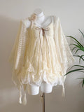 POSHOP Spring Confession Vintage Ancient Lace Bud Dress With Thin Summer Shawl Two Sets