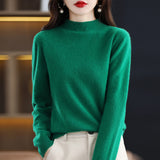 Wool Blending 2026 Autumn And Winter New Women's Half-High Collar Simple And Short-Term Warm Knitted Bottom Sweater