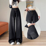 Black Gray Leg Jeans Women Spring And Autumn Winter 2025 Trend New Fashion Slim Loose Straight Pants
