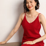 Cashmere 2026 Autumn And Winter Women's New Short-Term Body V-Neck Solid Color Hooded Bottom Sweater Knitted Sling Vest