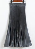 Metal Luster Polyester Pressure Folded Half Skirt Original Single Long Skirt Silk Clear Silk #8035