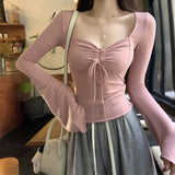Maillard Rope Bottoming Shirt Women Autumn Korean Version Of 2025 New Slimming Pure Desire To Set Up A Long-Sleeved T-Shirt Ins