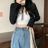 Solid Color Shoulder With Ice Silk Sunscreen Cardigan Women's Spring And Summer Thin Coat Short Outer Small Shawl Hoodie