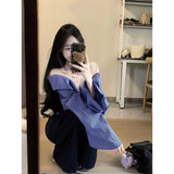 2026 New Super-Good-Looking Shoulder Splicing Top Lady's Korean Version Of Loose Thin Slacks Two Sets