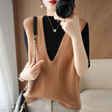Wool Blending 2026 Autumn And Winter 5 Women's New Short Loose Big V-Neck Solid Color Jacket Outside The Knitting Vest