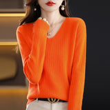 Wool Blending 2026 Autumn And Winter New Women's Loose V-Neck Solid Color Short Pit With Top Of The Bottom Knitting Shirt