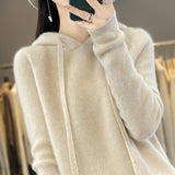 Line Ready-Wear 100% Pure Wool 2026 Autumn And Winter New Women's Short-Colored Hoodie T-Shirt Jersey Sweater