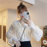 Very Fairy Blouse Sweet Age-Rearing Doll-Neck Chiffon Dress Women Spring And Autumn Design Sense Niche Ocean Inside The Shirt