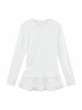 Ballet Style Lace Lace Under The Bottom Of The Bottom Shirt Women's Spring Spring New Fat Mm Folded Clothes Thin Long Sleeves T-Shirt