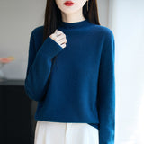 Line Ready-Upled Wool Blending 2026 Autumn And Winter New Women's Short Dress Half High-Neck Solid Color Bottom Top Knitting Shirt