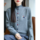 Wool Blended 2026 Autumn And Winter New Women's Loose Collar Buckle Embroidered Coat Sweater