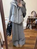 Three-Piece Korean Style Temperament Fashion Sense Letter Embroidered Vest Cotton Suit + Turtleneck Sweater + Knitted Trousers