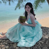 Mintman Boer Seaside Resort Atmosphere Beach Dress Design Hanging Neck Dress Fairy Temperament Swing Skirt