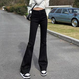 Black High-Waisted Micro-Horn Jeans Women's Autumn 2025 Thin New Burst Spring And Autumn Women's Horseshoe Pants