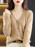Wool Blended 2026 Autumn And Winter Women's New Loose V-Neck Solid-Color Short Top Knitted Cardigan Sweater Coat