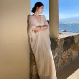 New Chinese-Style Dress Cold Chinese Style Greek Goddess Bat Sleeve Loose Dress Zen Lady Morning Robe Long Dress