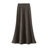 Fish Tail Half Dress Women 2025 Autumn New Design Sense Metal Buckle High-Waist Temperament Medium Long A Skirt 9989