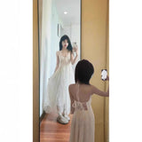 [Original Fabric] Luo Yuehua God ~ Pure Lust Wind Hanging Neck Sling Skirt Print Chiffon Seaside Dress