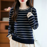 100% Pure Wool 2026 Autumn And Winter New Women's Loose Round-Collar Collar Short Top Bottom Knitted Sweater