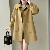 2025 Autumn And Winter New Long Love Buckle Thin Hair, The Coat Shows Thin Age Doll Collar Of The Coat